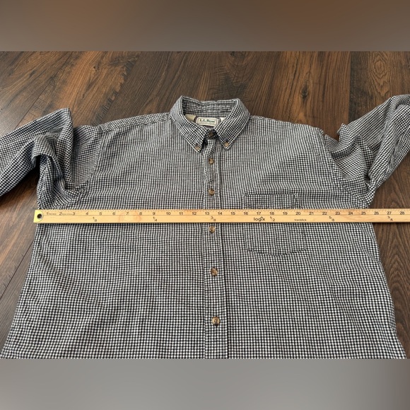 Vintage LL Bean Men’s Flannel Button Down Black White Checkered Size XL - Picture 10 of 11